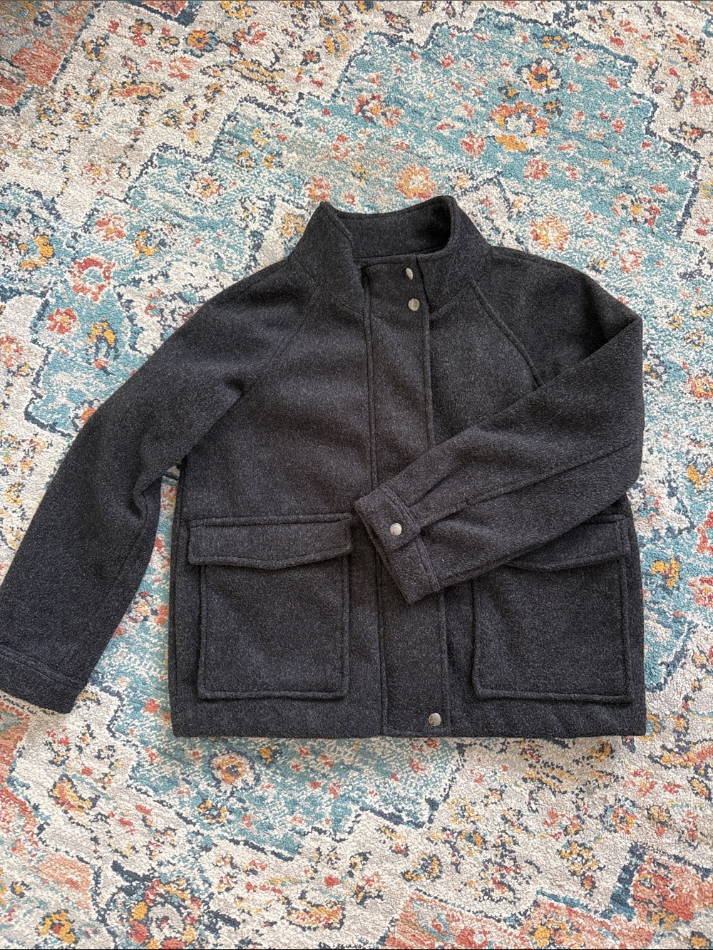 Banana Republic Mock Neck Charcoal Pea Coat